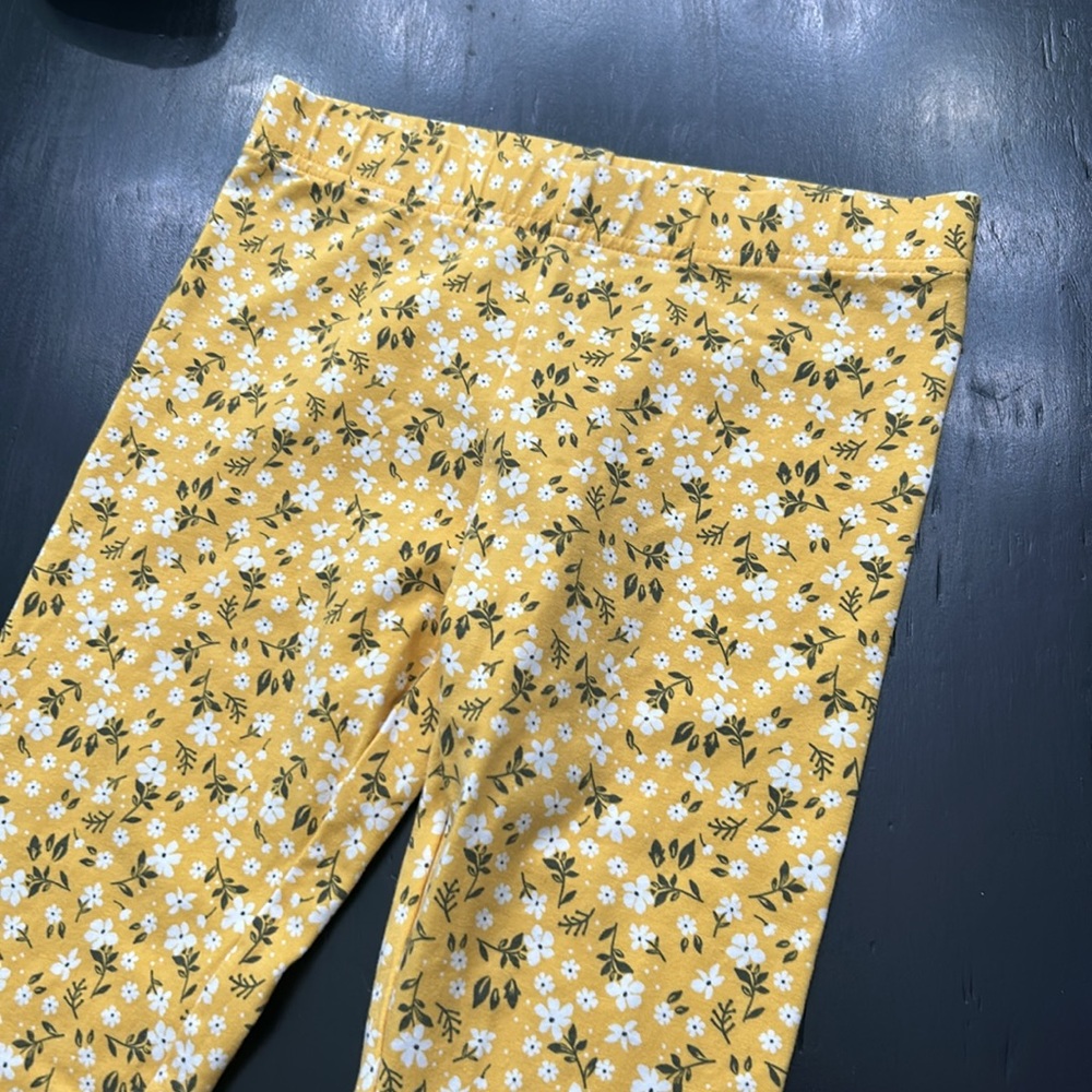 Carters size 10 outfit blue short sleeve top and yellow floral leggings - Picture 7 of 9
